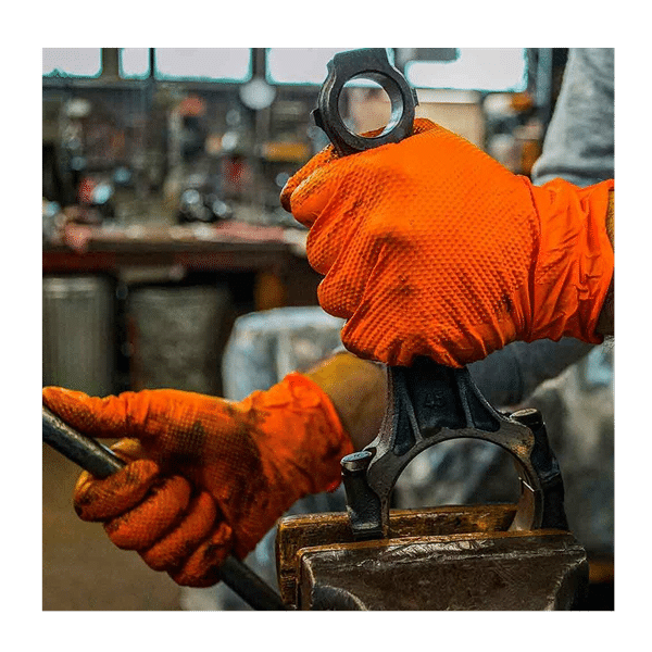 Intco NDPU1009 Orange Industrial 8 mil textured Heavy Duty Nitrile Gloves(100/bx)(1000 per case)(56 Cases per Pallet)